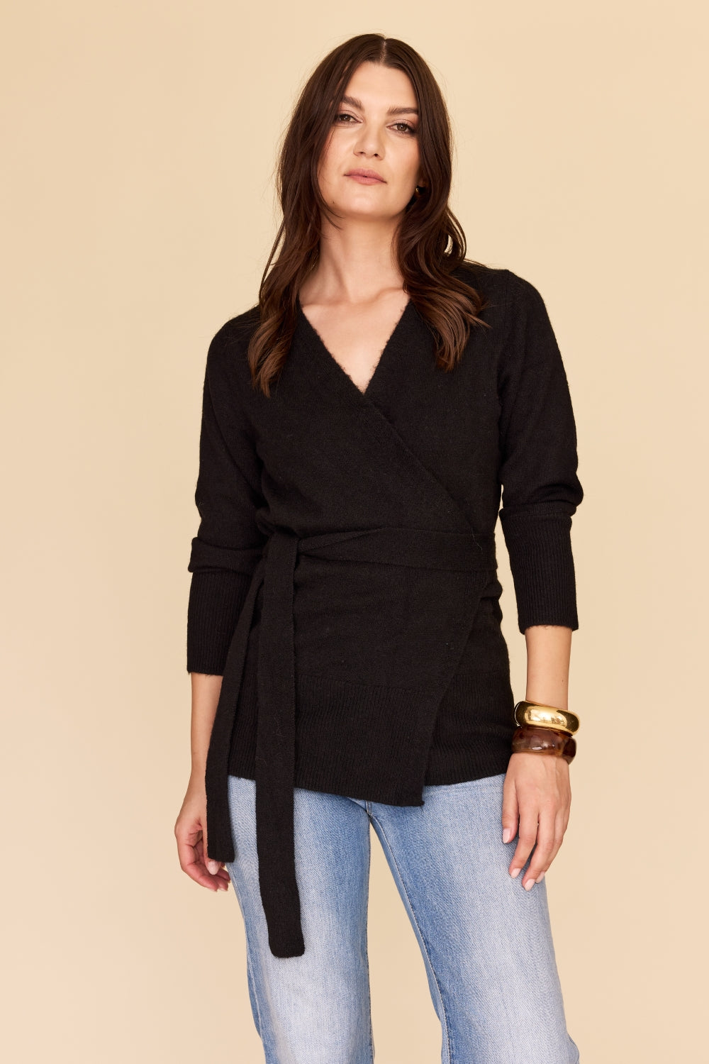 Long Alpaca Wool Wrap Cardigan