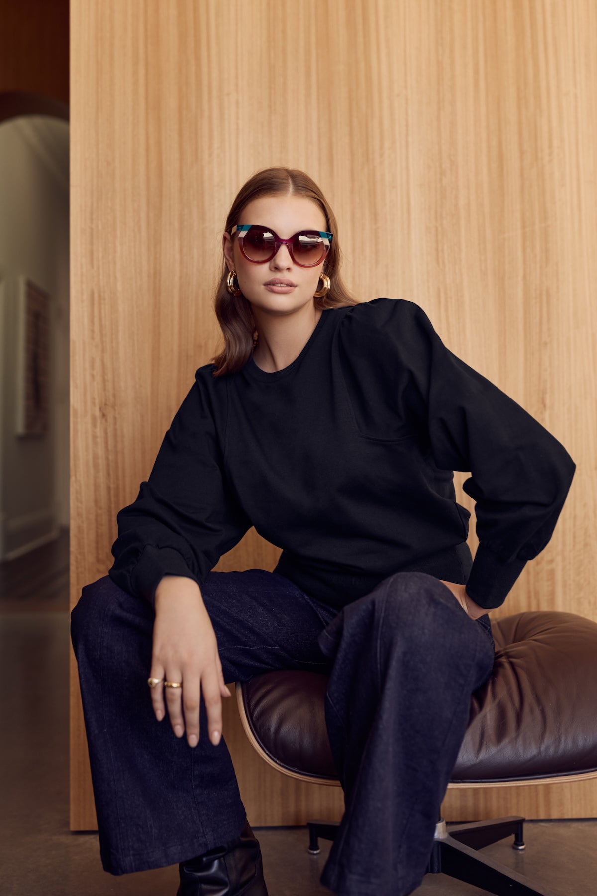 Black batwing long sleeve windcheater jumpser