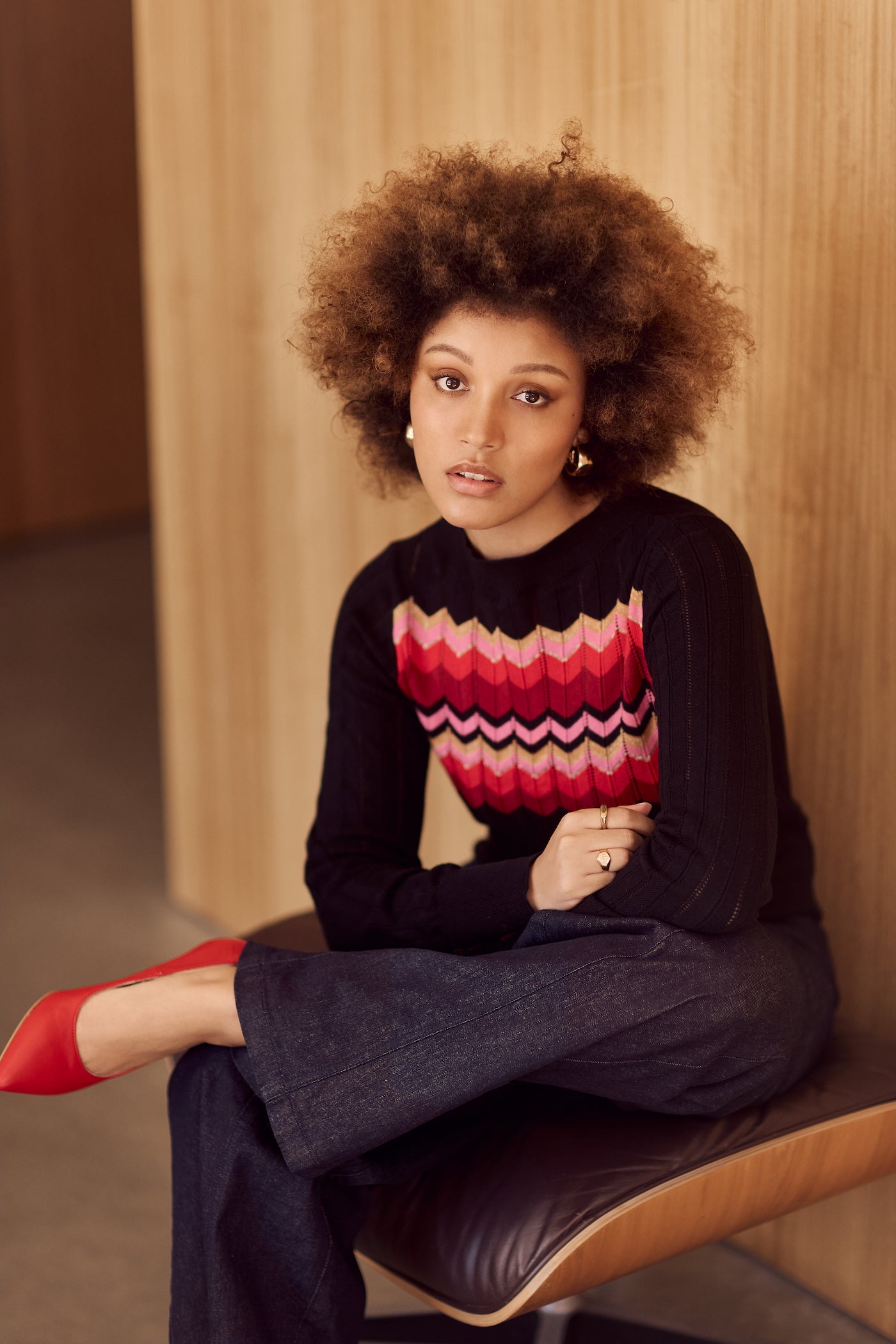 Zig Zag Cotton Cashmere Knit Jumper 